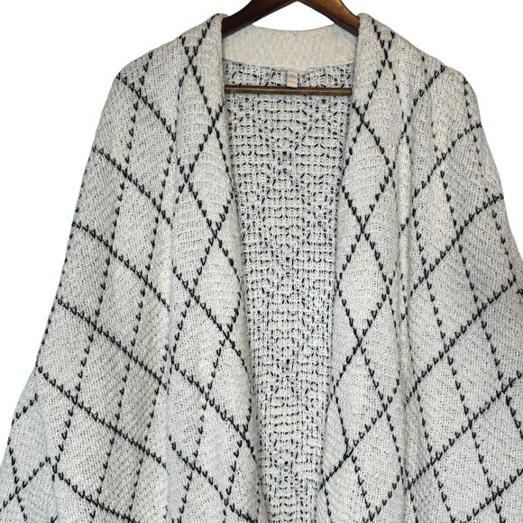 Eileen Fisher Organic Cotton Kimono Cardigan Chunky Knit Diamond O/S - Picture 3 of 5